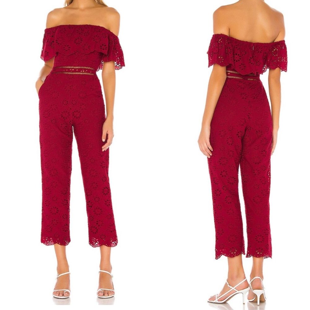 Lovers + Friends NWT Naya Jumpsuit Deep Red Elasti - Picture 2 of 16